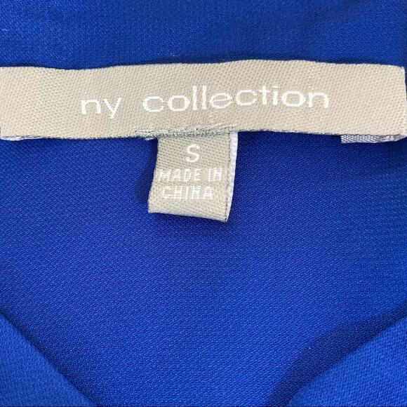 NY Collection blue crepe blouse women’s oversize small loose fit button up top - Picture 5 of 7